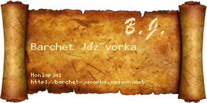 Barchet Jávorka névjegykártya